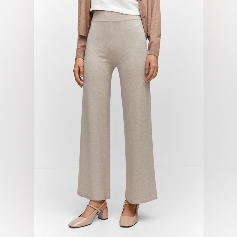 Fine-knit wideleg pants